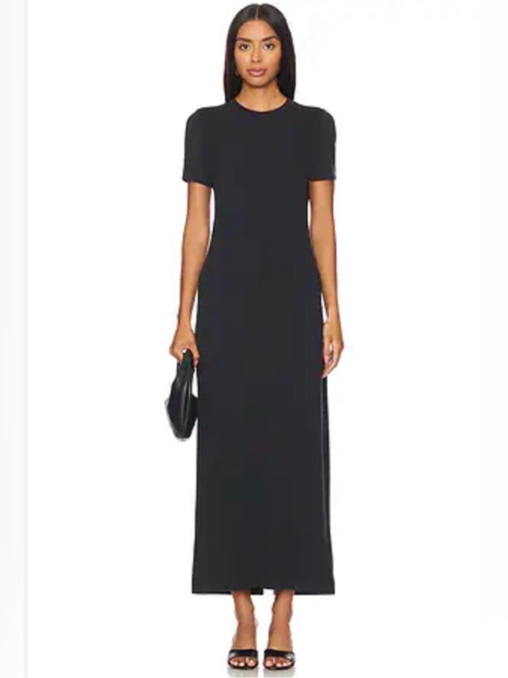 NWT Rue Sophie Chateau Maxi Dress S Black Short Sleeve Minimalist Chic MSRP $168